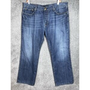 Vigoss Studio Cody Jeans Mens Size 44x34 Blue Cotton Distressed Denim Button Fly